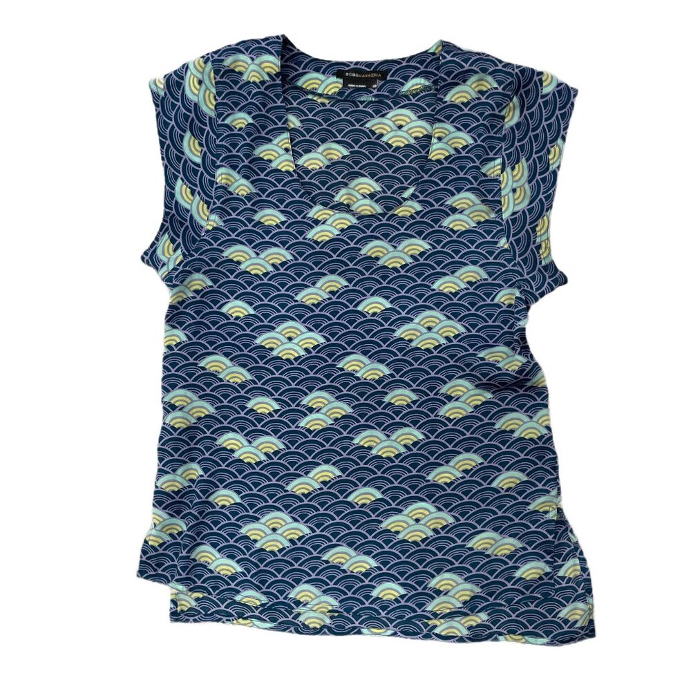 BCBG Maxazaria || Sleeveless Japanese inspired Seigaiha Print Blouse XS